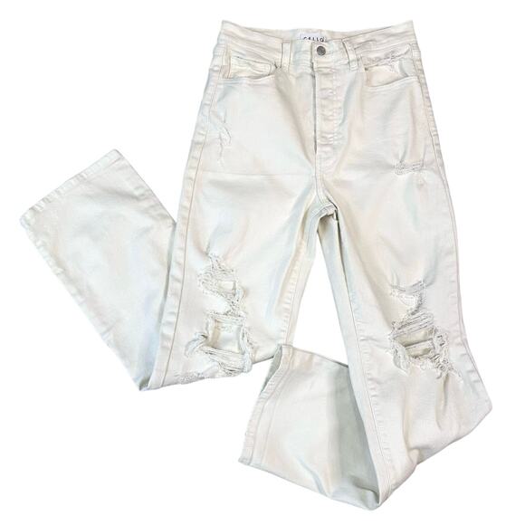 Cello White Wide Leg Jeans Women's 9 High Rise Distressed WV17639RS-SSTD Cotton - Picture 1 of 5